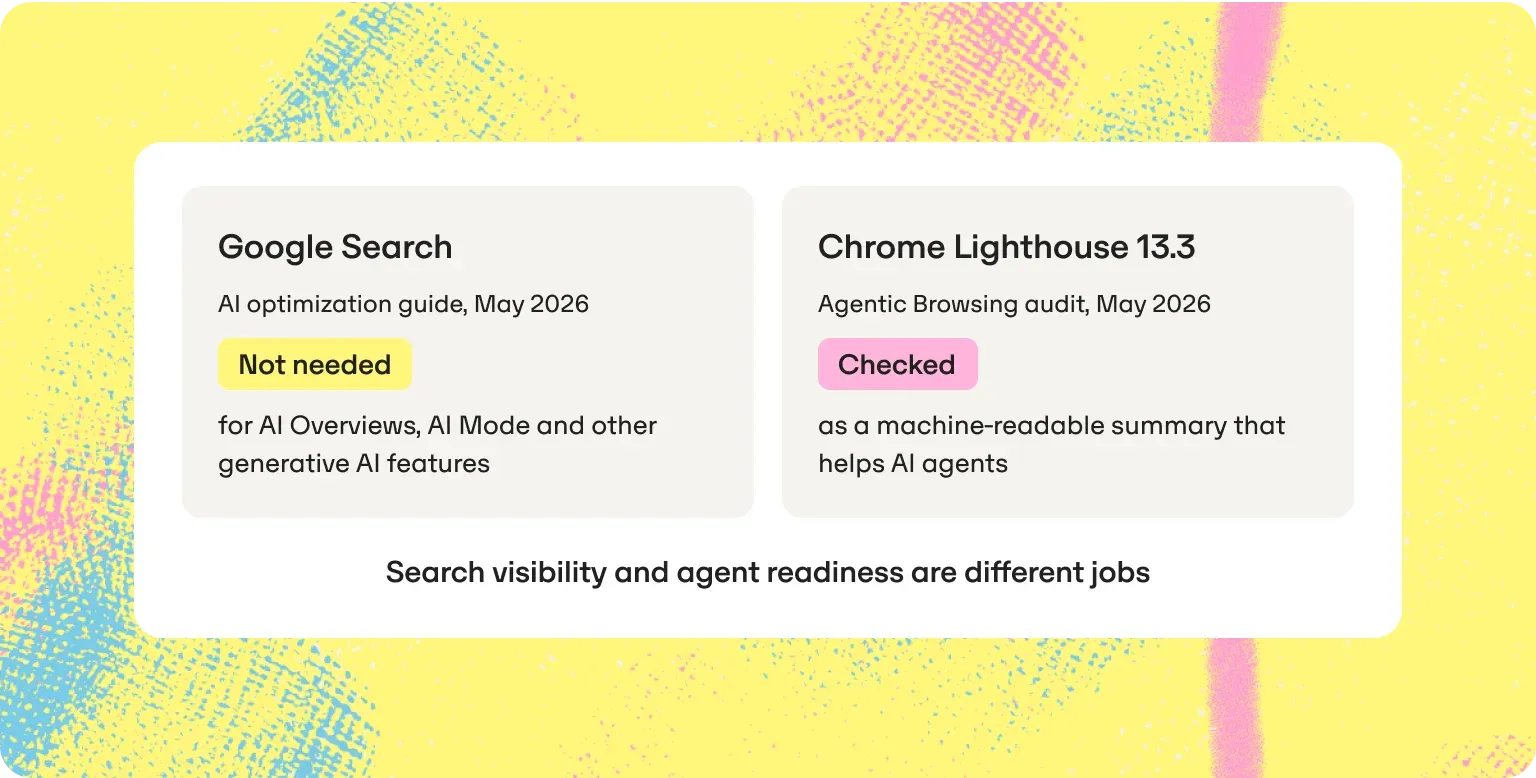 Google Search says llms.txt is not needed, while Chrome Lighthouse 13.3 checks for it