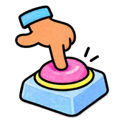 Una mano pulsa un gran botón rosa.