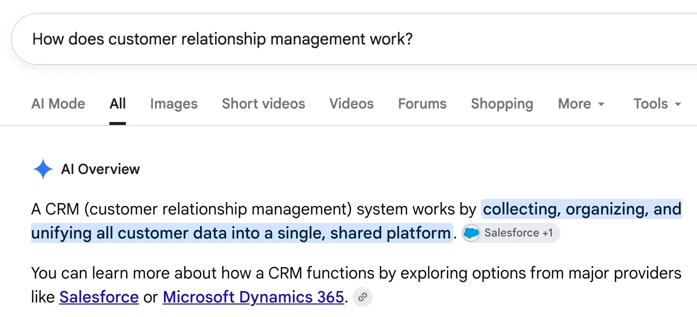 consulta de Google en la SERP con AI Overview