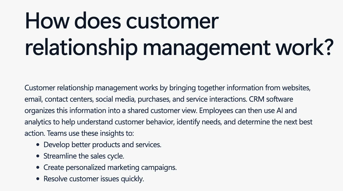 definición de la gestión de las relaciones con los clientes en la página de Microsoft