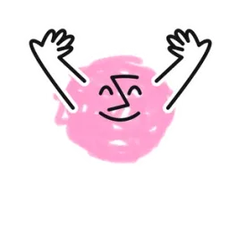 La mascota rosa de Omnia celebra con las dos manos en alto.