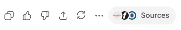ChatGPT answer toolbar with the Sources button that opens the pages cited in the answer