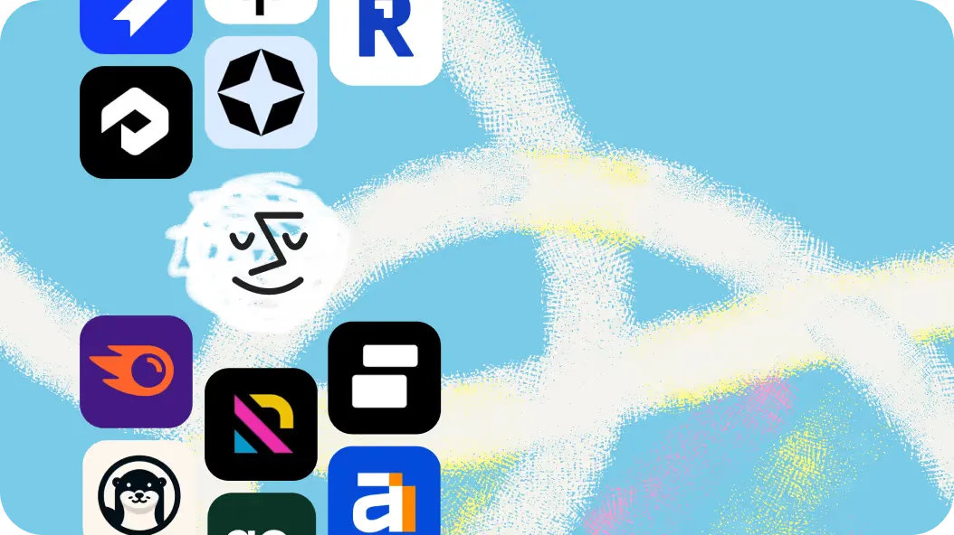 App icons of AI Mode rank trackers, including Omnia, Semrush, Profound, Scrunch, Peec AI, Ahrefs and Otterly.AI